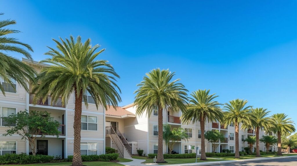 Florida apartment complex exterior representing multi-family property damage claim